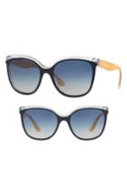 Women's Burberry Marblecheck 55mm Polarized Square Sunglasses - Blue Gradient