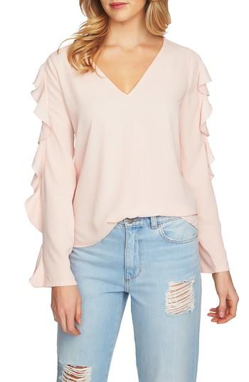Women's 1.state Ruffle Cold Shoulder Top - Pink