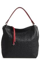 Mcm Klara Monogrammed Leather Hobo Bag - Black