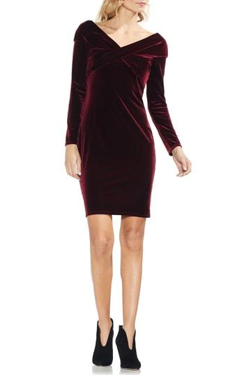 Women's Vince Camuto Twist Front Stretch Velvet Dress - Red
