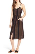 Women's Rvca Medway Stripe Midi Dress - Black