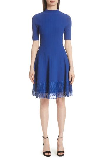Women's Lela Rose Lace Hem Fit & Flare Dress - Blue