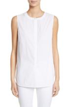 Women's St. John Collection Stretch Shirting Sleeveless Top, Size - White