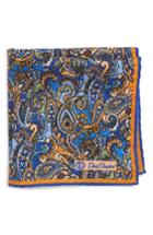 Men's David Donahue Paisley Wool & Silk Pocket Square, Size - Orange