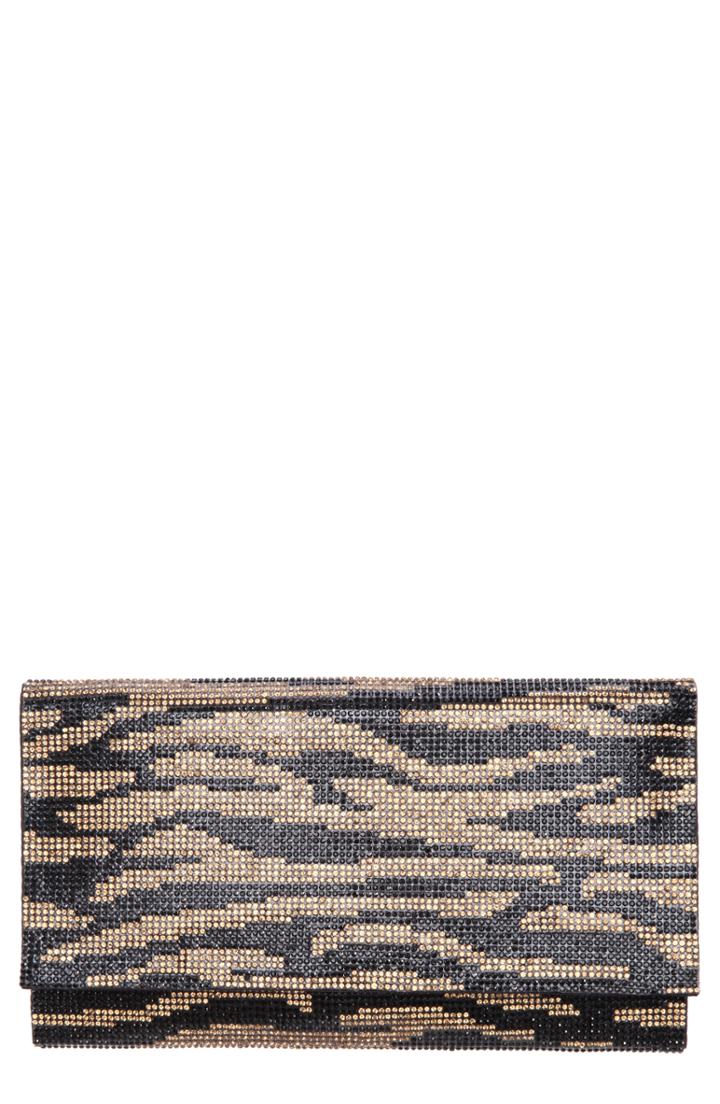 Nina Crystal Zebra Clutch - Metallic