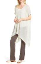 Women's Eileen Fisher Organic Linen Blend Poncho Sweater, Size - Ivory