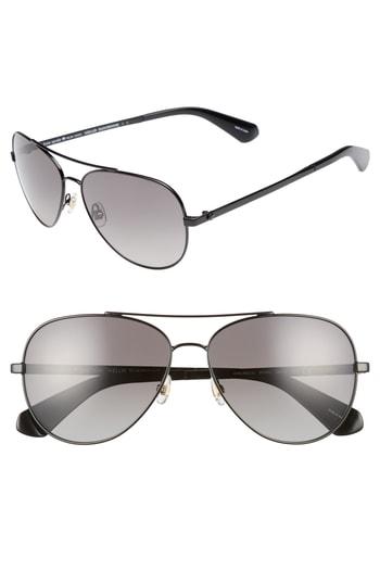 Women's Kate Spade New York Avaline 2/s 58mm Polarized Aviator Sunglasses - Black