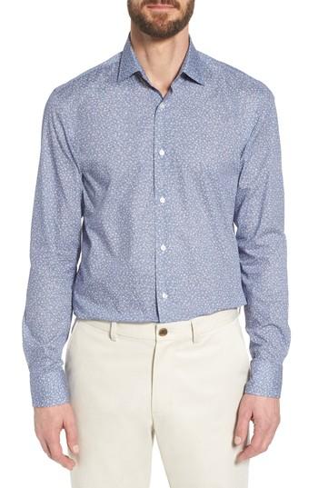 Men's Boss Jenno Slim Fit Floral Print Dress Shirt .5 - Blue
