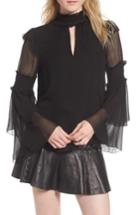 Women's Parker Nan Bell Sleeve Silk Chiffon Blouse - Black