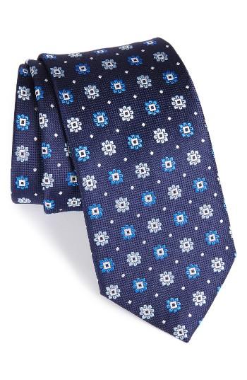 Men's Eton Floral Medallion Silk Tie, Size - Blue
