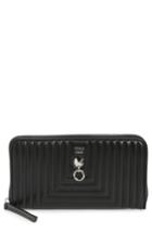 Women's Fendi Small Dotcom Shiny Quilted Leather Clutch Wallet - Black