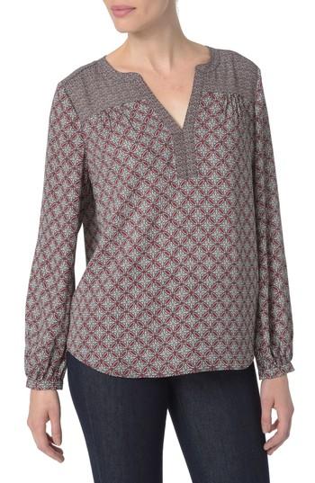 Women's Nydj Split Collar Peasant Top, Size - Red