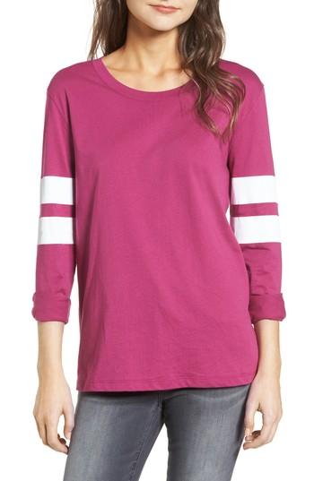 Women's Treasure & Bond Varsity Stripe Cotton Tee - Purple