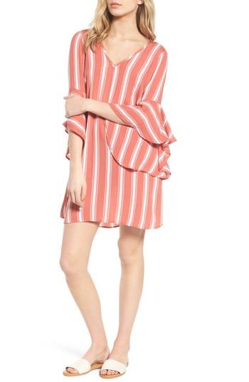 Women's Band Of Gypsies Ruffle Bell Sleeve Dress - Coral