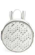Yoki Bags Studded Faux Leather Round Backpack - White