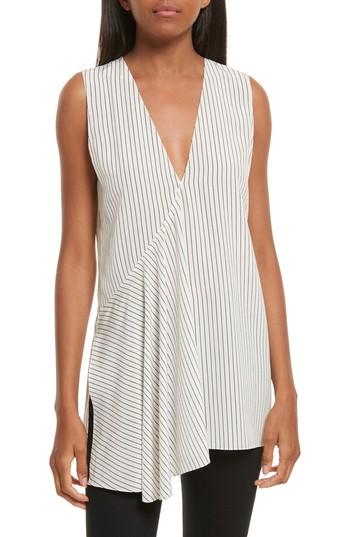 Women's Theory Fluid Pinstripe Silk Top, Size - Ivory