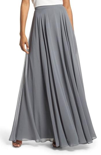 Women's Jenny Yoo Hampton Long A-line Chiffon Skirt - Grey