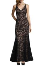 Women's Xscape Sleeveless Flocked Lace Gown