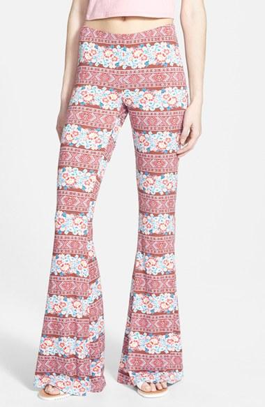 Junior Women's H.i.p. Mixed Print Flare Leg Pants