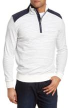 Men's Bugatchi Regular Fit Stripe Quarter Zip Pullover, Size - White