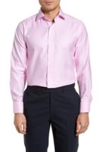 Men's Lorenzo Uomo Trim Fit Textured Gingham Dress Shirt - 34 - Pink