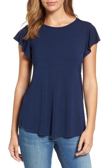 Women's Bobeau Flutter Sleeve Tee - Blue