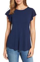 Women's Bobeau Flutter Sleeve Tee - Blue