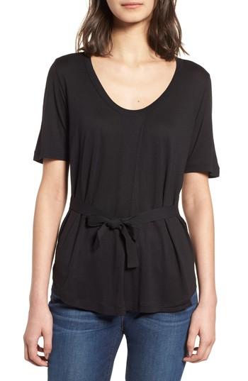 Women's J.crew Side Tie Scoop Neck Tee, Size - Black