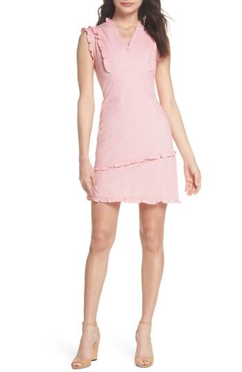 Women's Clover And Sloane Ruffle V-neck Sheath Dress - Red