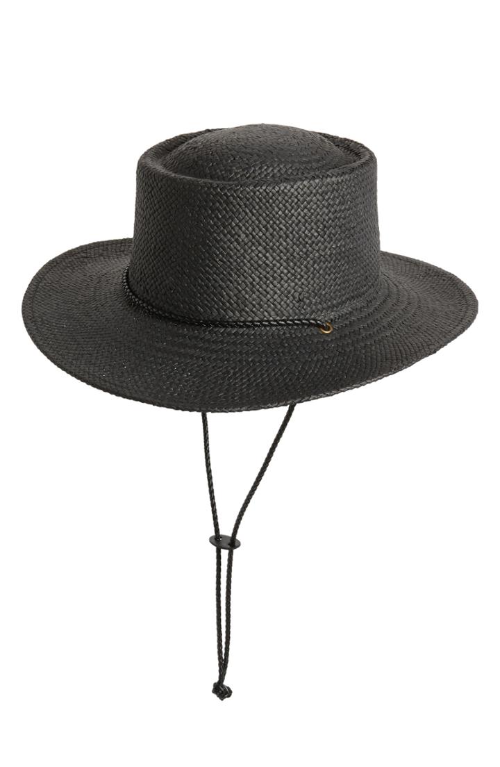 Women's Treasure & Bond Woven Boater Hat - Black