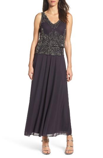 Women's Pisarro Nights Beaded Tiered Popover Gown
