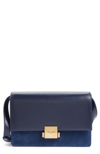 Saint Laurent Medium Bellechasse Suede & Leather Shoulder Bag - Blue