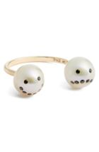 Women's Nektar De Stagni 'drama' Black Diamond & Cultured Pearl Open Ring