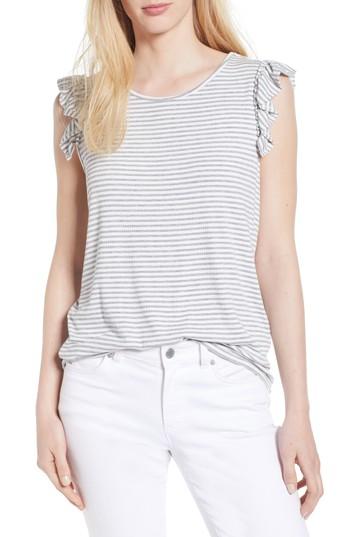 Women's Cece Ruffle Sleeve Rib Knit Top