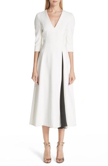Women's Carolina Herrera Contrast Slit Cocktail Dress - White