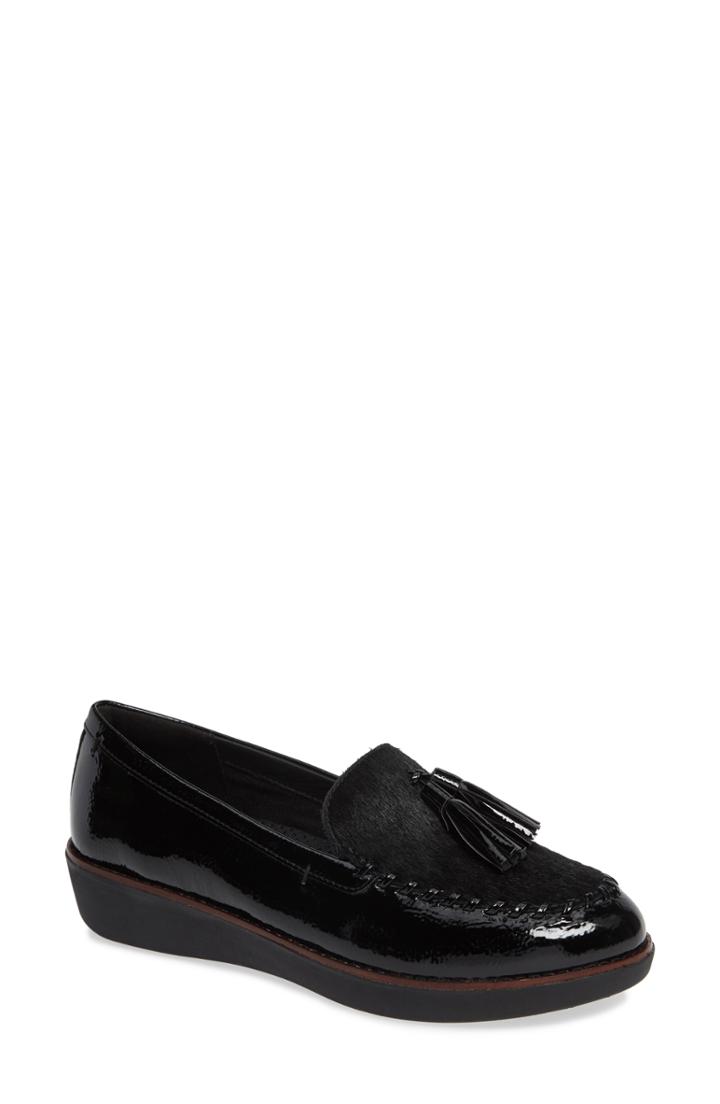 Women's Fitflop Petrina Genuine Calf Hair Loafer M - Black