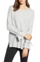 Women's Halogen Tie Sleeve Wool Blend Sweater, Size - Grey
