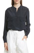 Women's Vince Polka Dot Silk Utility Shirt - Blue