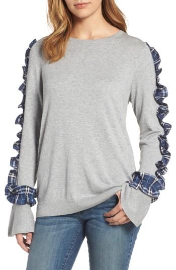 Women's Halogen Ruffle Sweater - Grey