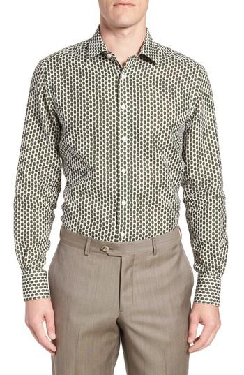 Men's Strong Suit By Ilaria Urbinati Edmond Slim Fit Print Dress Shirt L - Green