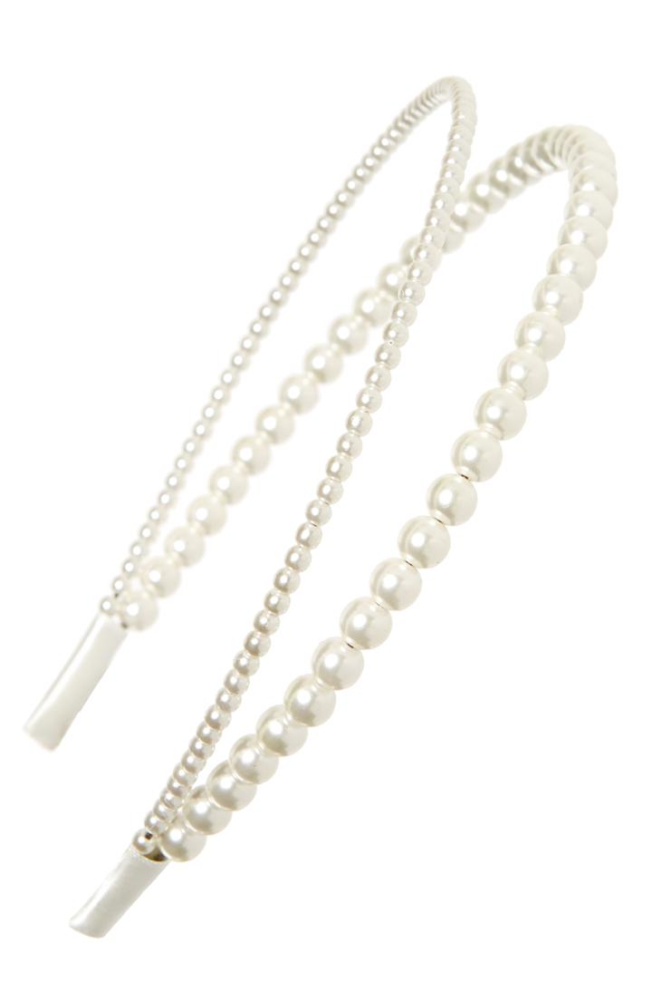 Cara Double Imitation Pearl Headband, Size - White