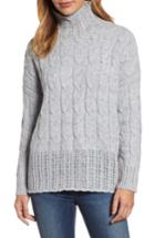 Women's Press Pointelle Turtleneck Sweater - Grey