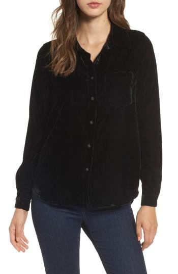 Women's L'academie The Classic Velvet Blouse - Black