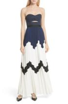 Women's Self-portrait Pleated Bandeau Strapless Maxi Dress - Blue