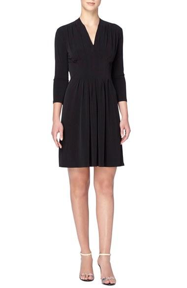 Women's Catherine Catherine Malandrino 'tinka' Jersey V-neck Fit & Flare Dress - Black