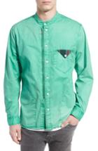 Men's Prps 'cotinga' Extra Trim Fit Band Collar Woven Shirt - Green