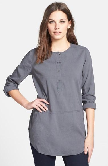 Eileen Fisher Linen Blend Henley Tunic Ash