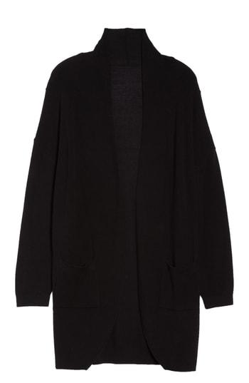 Women's Bp. Stitch Curve Hem Cardigan, Size - Black