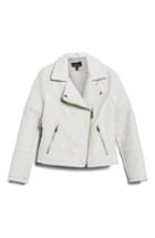 Women's Topshop Rosa Biker Jacket Us (fits Like 0-2) - White