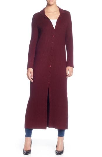 Women's Catherine Catherine Malandrino Rib Knit Long Sleeve Duster Sweater - Pink